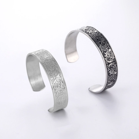 Bracciale Rigido Magnetico in Acciaio Inossidabile 304 Vintage Albero della Vita Uomo Donna Nodo Celtico Vichingo Regolabile