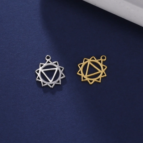 Minimalist 304 Stainless Steel Yoga Chakra Mandala Pendant Hollow Geometric Solar Plexus Charm For DIY Jewelry Making