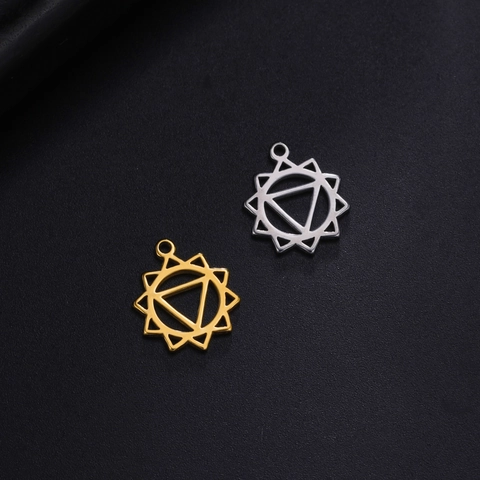 Minimalist 304 Stainless Steel Yoga Chakra Mandala Pendant Hollow Geometric Solar Plexus Charm For DIY Jewelry Making