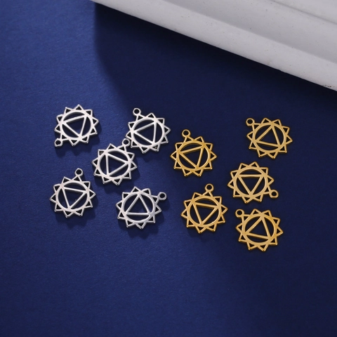 Stainless Steel Manipura Chakra Yoga Symbol Geometric Pendant For DIY Necklace Jewelry Making Electroplated Meditation Charms