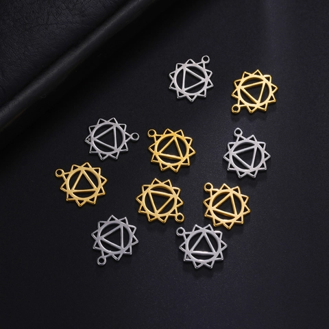 Stainless Steel Manipura Chakra Yoga Symbol Geometric Pendant For DIY Necklace Jewelry Making Electroplated Meditation Charms
