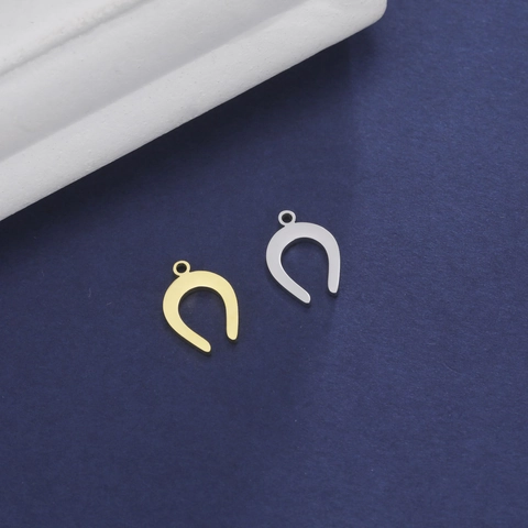 304 Stainless Steel Minimalist Horseshoe U-Shape Pendant For DIY Jewelry Making Polished Gold Steel Color Charms Finding Accessories