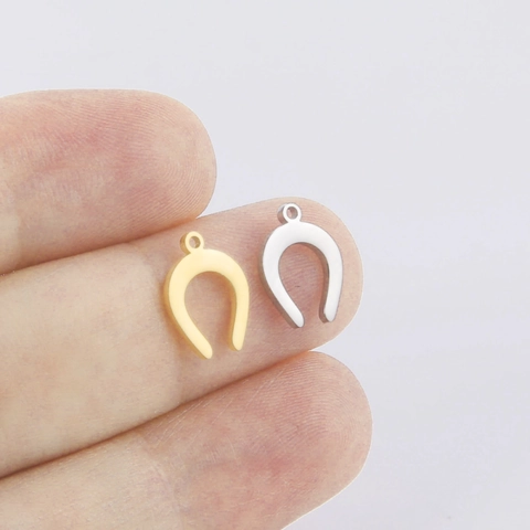 304 Stainless Steel Minimalist Horseshoe U-Shape Pendant For DIY Jewelry Making Polished Gold Steel Color Charms Finding Accessories