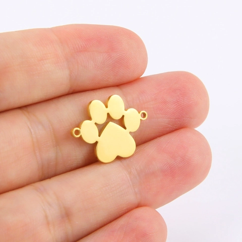 Conector de Colgante de Acero Inoxidable con Huella de Pata de Corazón para DIY Joyería Oro Plata Dijes de Animales Accesorios