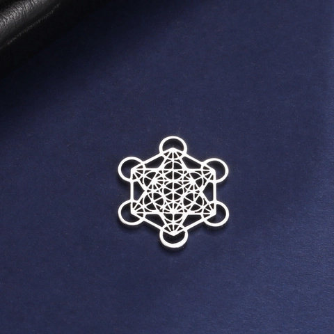 Edelstahl Metatrons Würfel Geometrischer Anhänger Für DIY Halskette Armband Schmuckherstellung Hohl Heilige Geometrie Anhänger