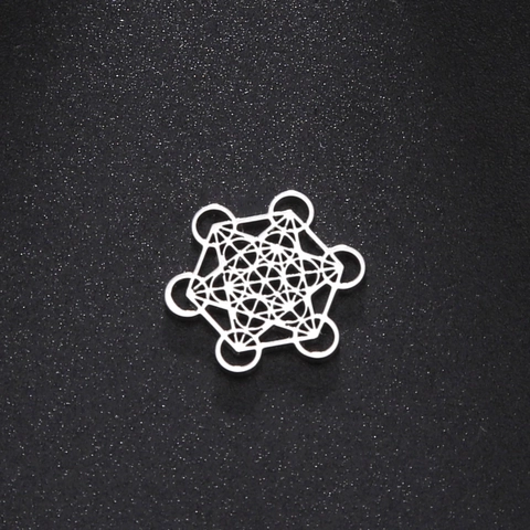 Pendentif Cube de Métatron en Acier Inoxydable Géométrie Sacrée Breloque Étoile à Six Branches Ajourée pour Création de Bijoux DIY