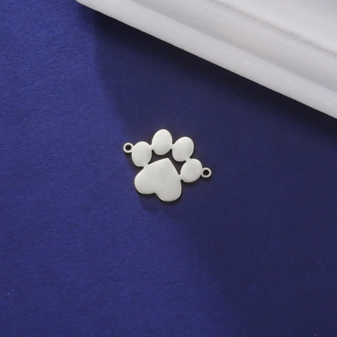 Conector de Colgante de Acero Inoxidable con Huella de Pata de Corazón para DIY Joyería Oro Plata Dijes de Animales Accesorios