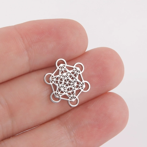 Edelstahl Metatrons Würfel Geometrischer Anhänger Für DIY Halskette Armband Schmuckherstellung Hohl Heilige Geometrie Anhänger