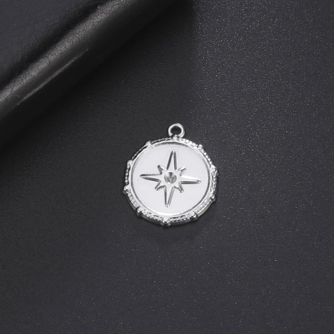 Pendentif Rond en Acier Inoxydable Relief Étoile pour Fabrication de Bijoux DIY Collier Bracelet Vintage Étoile Polaire