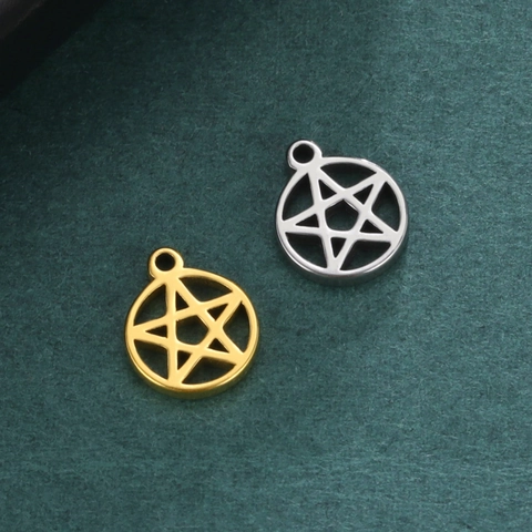 Stainless Steel Hollow Star Circle Pendant Charm For DIY Necklace Bracelet Making Gold Silver Jewelry Findings Accessory