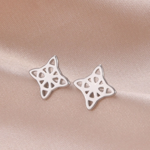 Personalisierte Edelstahl Hexenknoten Keltischer Knoten Hohl Vierzackiger Stern Ohrstecker Modeschmuck Für Damen