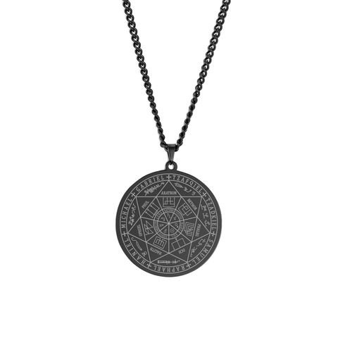 Vintage Roestvrijstalen Aartsengel Zegel Hanger Halsketting Religieuze Salomo Amulet Bescherming Sieraden Voor Mannen Vrouwen