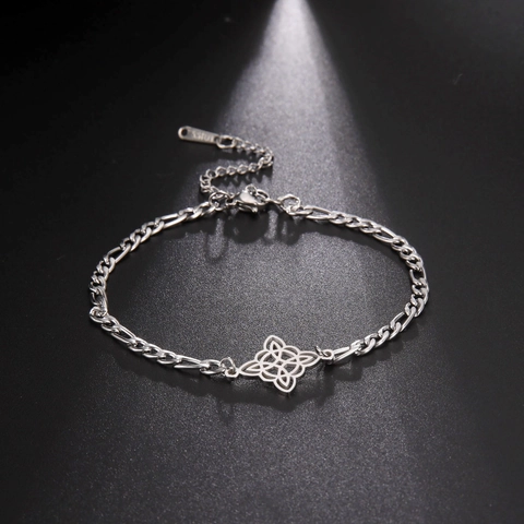Vintage Hexenknoten Edelstahl Figarokette Armband Für Damen Retro Keltischer Knoten Geometrisch Hohl Anhänger Armband Schmuck