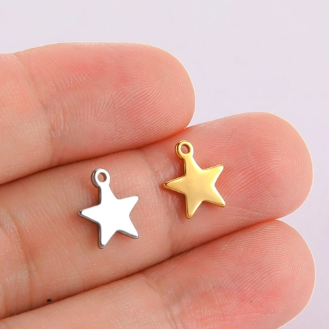 Colgante de Estrella de Acero Inoxidable Minimalista para Hacer Joyas DIY Collar Pulsera Tobillera Accesorio Charm de Estrella Sólido