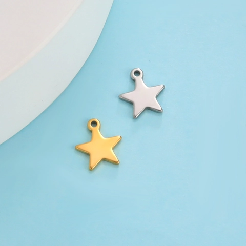 Colgante de Estrella de Acero Inoxidable Minimalista para Hacer Joyas DIY Collar Pulsera Tobillera Accesorio Charm de Estrella Sólido
