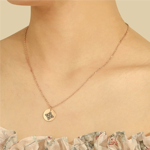 Einfache Hexenknoten Anhänger Halskette Titanstahl Lasergraviert Rund Keltischer Knoten Wicca Schmuck Für Damen Und Herren