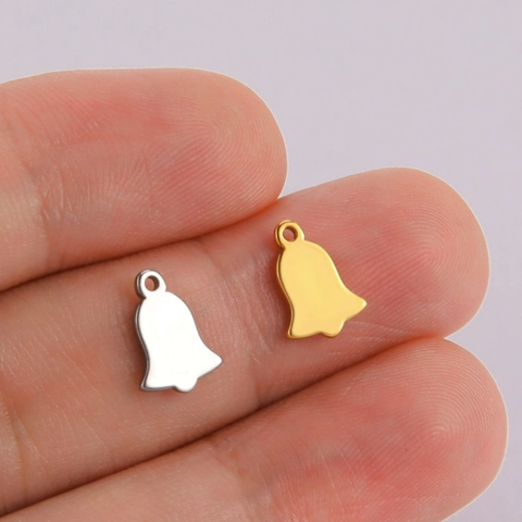 Stainless Steel Small Bell Pendants For DIY Jewelry Making Necklaces Bracelets Accessories Electroplated Polished Bell Charms Gold Silver Color