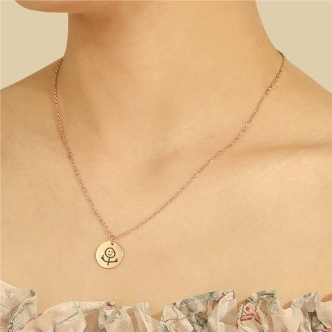 Collana con Ciondolo Funny Doodle in Acciaio Inossidabile Bizzarro Gesto dei Cartoni Animati Gioielli Personalizzati Unisex