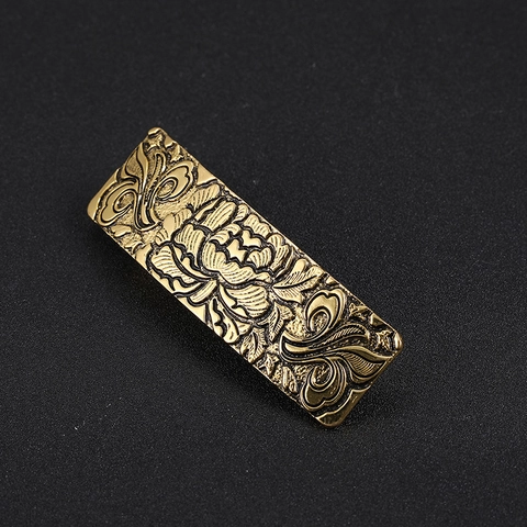Vintage Legering Reliëf Pioenroos Bloem Veer Haarklem Antiek Goud Zilver Metaal Rechthoek Barrette Voor Vrouwen Haaraccessoires