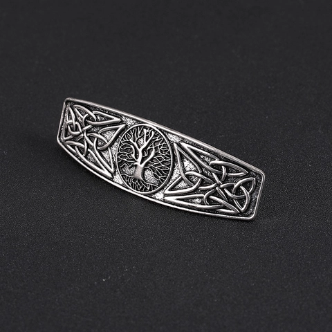 Vintage Tree Of Life Hair Clip Alloy Celtic Knot Embossed Spring Clip Retro Ethnic Ancient Silver Gold Hair Accessories For Women