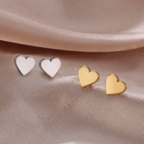 Minimalist Stainless Steel Heart Stud Earrings For Women Simple Polished Tiny Love Shape Fashion Jewelry Accessory