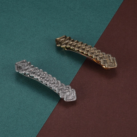 Fermaglio per Capelli in Lega Vintage Intrecciato Nodo Celtico Oro Argento Antico Molla in Metallo Gioielli per Capelli Donna