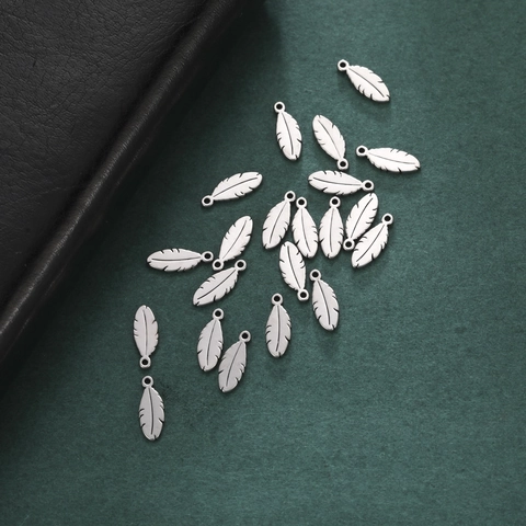 Minimalistische Roestvrijstalen Mini Veer Hangers Voor DIY Ketting Oorbellen Maken Goud Zilver Vergulde Kleine Sieraden Charms