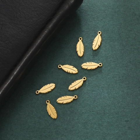 Minimalistische Roestvrijstalen Mini Veer Hangers Voor DIY Ketting Oorbellen Maken Goud Zilver Vergulde Kleine Sieraden Charms
