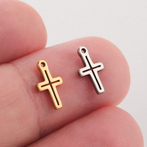 Ciondolo a Croce Traforata in Acciaio Inossidabile 304 per Creazione Gioielli Fai-da-te Accessorio Minimalista Oro Argento