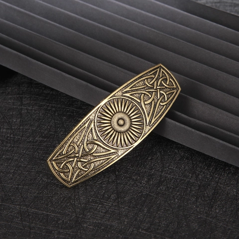 Vintage Legering Keltische Knoop Zonnestraal Haarclip Antiek Goud Zilver Retro Veerclip Haaraccessoires Voor Vrouwen
