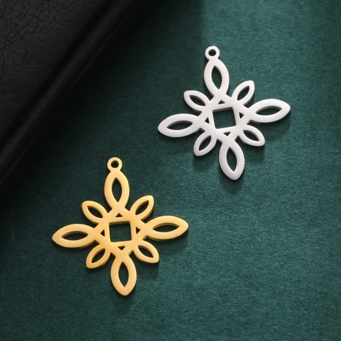 Stainless Steel Hollow Geometric Pendant Mandala Flower Charm DIY Necklace Bracelet Earrings Accessories For Women