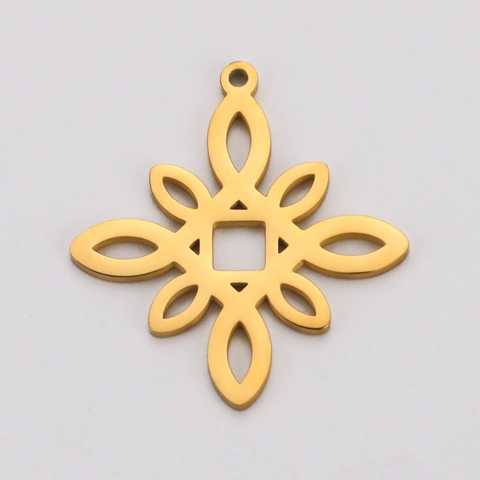 Stainless Steel Hollow Geometric Pendant Mandala Flower Charm DIY Necklace Bracelet Earrings Accessories For Women