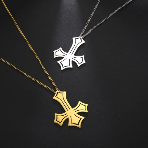 304 Stainless Steel Inverted Cross Pendant Necklace For Men Women Gold Silver Plated Gothic Punk Hip Hop Fashion Jewelry