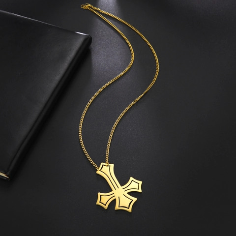 Retro Hip Hop Stainless Steel Inverted Cross Pendant Necklace For Men Women Gothic Rhombus Edge Crucifix Chain Fashion Jewelry