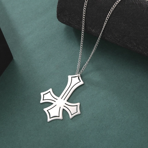 304 Stainless Steel Inverted Cross Pendant Necklace For Men Women Gold Silver Plated Gothic Punk Hip Hop Fashion Jewelry