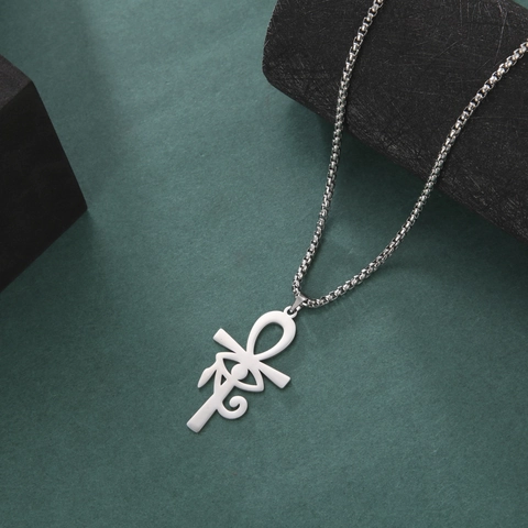 Ancienne Croix Ankh Égyptienne Œil D'Horus Collier Pendentif Pour Hommes Acier Inoxydable Bijoux Punk Vintage Chaîne Vénitienne