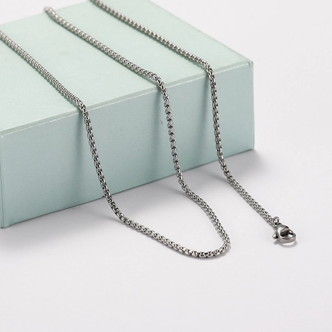 Collana da Uomo Hip Hop in Acciaio Inossidabile Catena Veneziana Punk Tono Argento Catena di Base per Gioielli da Uomo