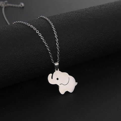Schattige Olifant Silhouet Hanger Ketting Roestvrij Staal Cartoon Dier Charm Sieraden Voor Vrouwen Schattig Olifant Cadeau