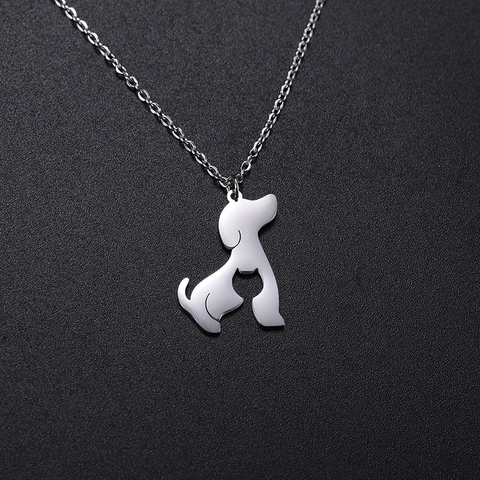 Minimalist Stainless Steel Hollow Cat Dog Pendant Necklace Gold Silver Plated Pet Lover Animal Silhouette Jewelry Gift