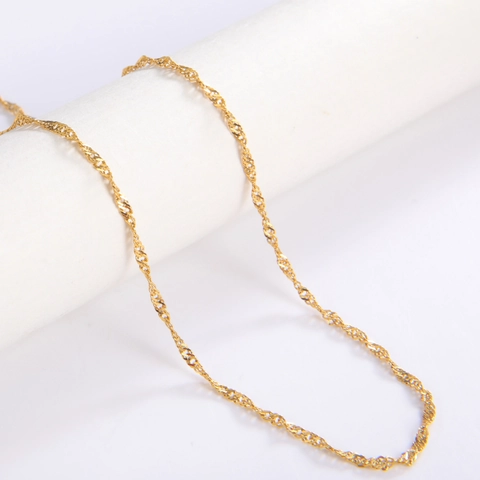 Minimalist Stainless Steel Water Wave Chain Necklace For Women 18K Gold Plated Simple Clavicle Chain Fashion Jewelry Gift