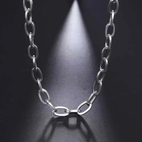 Hip Hop 304 Edelstahl Oval Link Kette Halskette Für Damen Herren Gold Stahl Farbe Einfache Büroklammer Kette Choker Schmuck