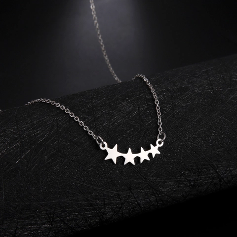 Minimalistische Titaniumstalen Pentagram Ster Hanger Halsketting Elegante Boog Vijfpuntige Ster Sleutelbeen Ketting Voor Dames