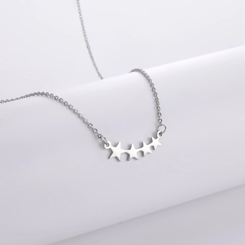 Minimalistische Titaniumstalen Pentagram Ster Hanger Halsketting Elegante Boog Vijfpuntige Ster Sleutelbeen Ketting Voor Dames