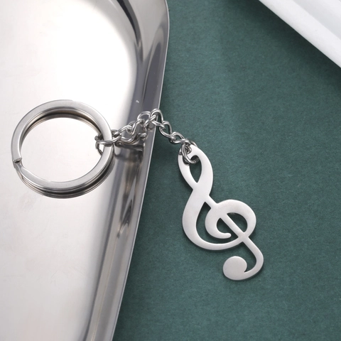 Roestvrijstalen G-sleutel Sleutelhanger Muzieknoot Hanger Sleutelring Muzieksymbool Tas Charm Mode Sieraden Cadeau Voor Muzikanten