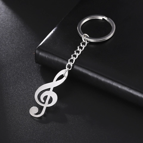 Portachiavi in Acciaio Inossidabile a Chiave di Violino Ciondolo Nota Musicale Anello Chiavi per Uomo Donna Gioielli Musicali