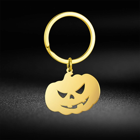 Portachiavi in Acciaio Inossidabile a Forma di Zucca Traforato Jack-o-lantern Anello Portachiavi per Halloween Festa Regalo