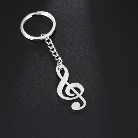 Portachiavi in Acciaio Inossidabile a Chiave di Violino Ciondolo Nota Musicale Anello Chiavi per Uomo Donna Gioielli Musicali