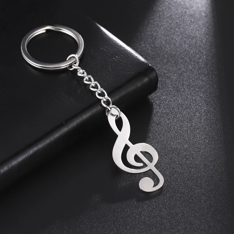 Roestvrijstalen G-sleutel Sleutelhanger Muzieknoot Hanger Sleutelring Muzieksymbool Tas Charm Mode Sieraden Cadeau Voor Muzikanten