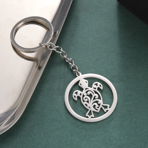 Stainless Steel Hollow Animal Keychain Sea Turtle Unicorn Horse Hummingbird Pendant Metal Keyring Jewelry Gift For Men Women