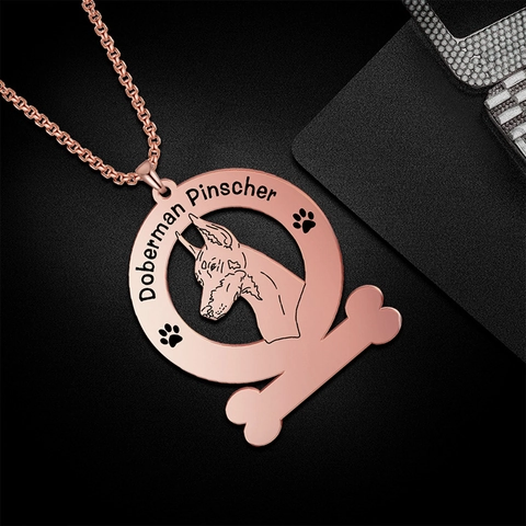 Dobermann Pinscher Hond Portret Hanger Ketting Roestvrij Staal Bot Charm Dierlijke Sieraden Cadeau Voor Dierenliefhebbers